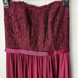 Nwt David's Bridal Strapless Lace Bridesmaid Dress/Prom Dress Size 2 Wine
